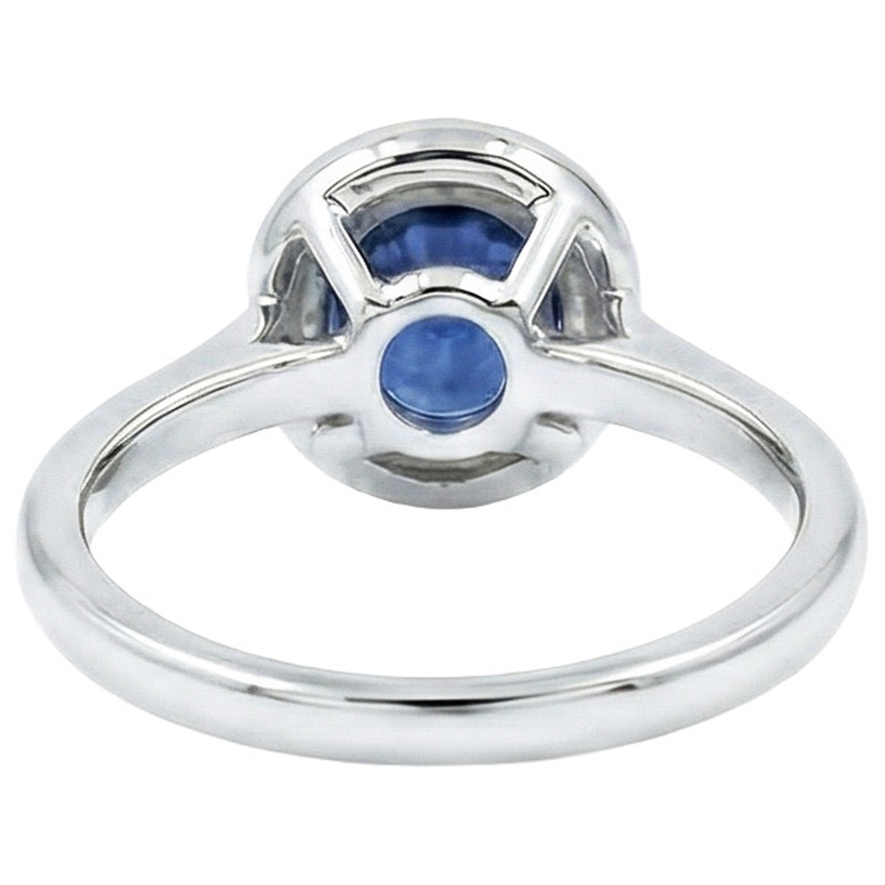 Sri Lanka Sapphire Oval And Round Natural Earth Mined DIAMOND ( NOT LAB GROWN ) Ring Gold 14K 2.90 Ct.