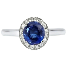Sri Lanka Sapphire Oval And Round Natural Earth Mined DIAMOND ( NOT LAB GROWN ) Ring Gold 14K 2.90 Ct.