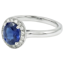 Sri Lanka Sapphire Oval And Round Natural Earth Mined DIAMOND ( NOT LAB GROWN ) Ring Gold 14K 2.90 Ct.
