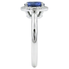 Sri Lanka Sapphire Oval And Round Natural Earth Mined DIAMOND ( NOT LAB GROWN ) Ring Gold 14K 2.90 Ct.