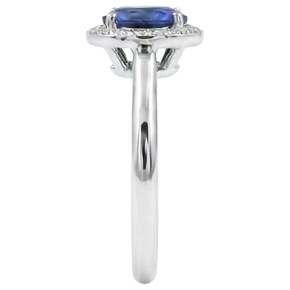 Sri Lanka Sapphire Oval And Round Natural Earth Mined DIAMOND ( NOT LAB GROWN ) Ring Gold 14K 2.90 Ct.