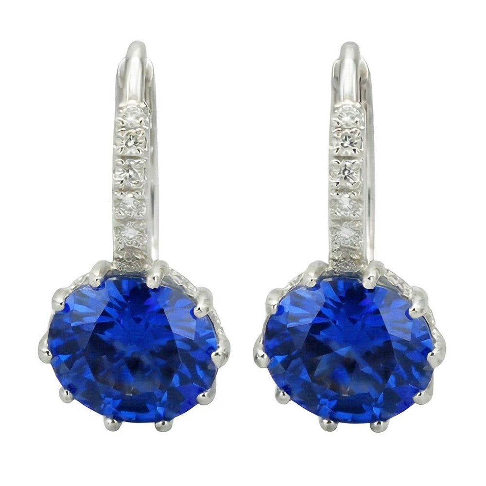 Sri Lanka Sapphire Round Cut Natural Earth Mined DIAMOND ( NOT LAB GROWN ) Lady Hoop Earring 6.40 Carats
