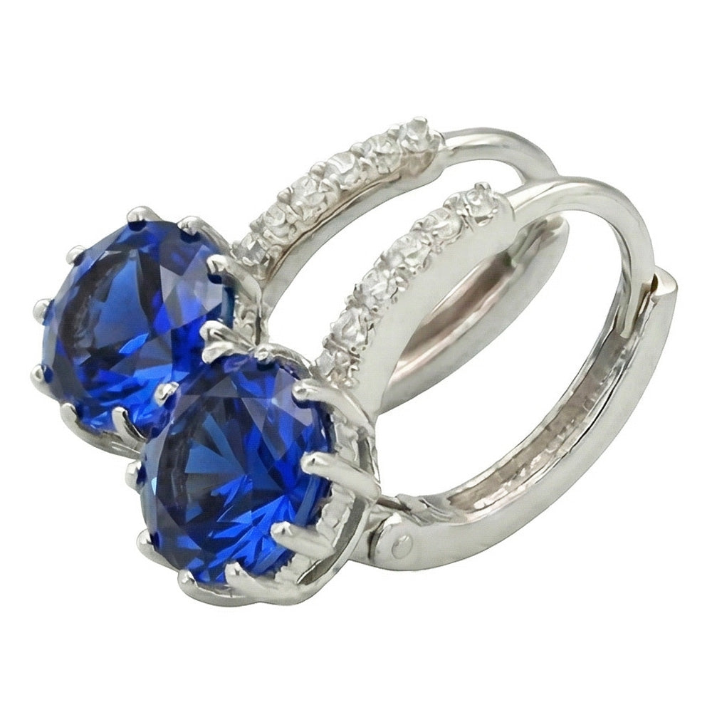 Sri Lanka Sapphire Round Cut Natural Earth Mined DIAMOND ( NOT LAB GROWN ) Lady Hoop Earring 6.40 Carats