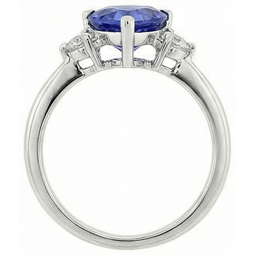 Sri Lanka Sapphire Trillion And Round Natural Earth Mined Diamonds 5.01 Ct Wedding Ring