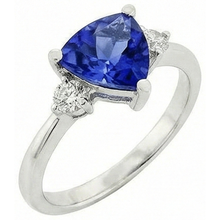 Sri Lanka Sapphire Trillion And Round Natural Earth Mined Diamonds 5.01 Ct Wedding Ring