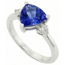 Sri Lanka Sapphire Trillion And Round Natural Earth Mined Diamonds 5.01 Ct Wedding Ring
