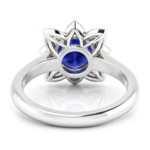 Sri Lanka Sapphire & Natural Earth Mined Diamond Wedding Ring 2.50 Carats White Gold 14K