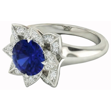 Sri Lanka Sapphire & Natural Earth Mined Diamond Wedding Ring 2.50 Carats White Gold 14K