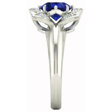 Sri Lanka Sapphire & Natural Earth Mined Diamond Wedding Ring 2.50 Carats White Gold 14K