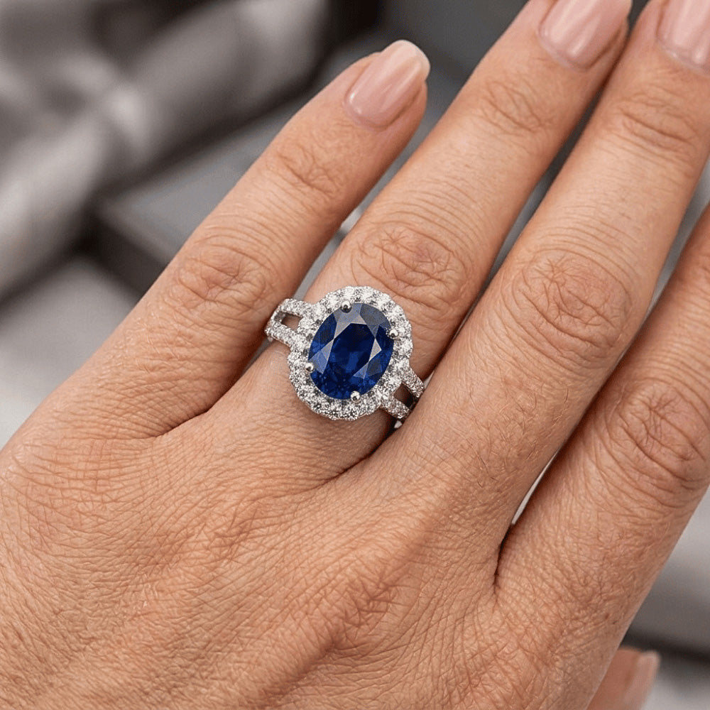 Sri Lanka Stone Halo Natural Earth Mined Diamond Jewellery