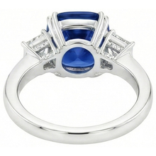 Sri Lankan Blue Sapphire Asscher Natural Earth Mined DIAMOND ( NOT LAB GROWN ) Ring 2 Ct. WG 14K