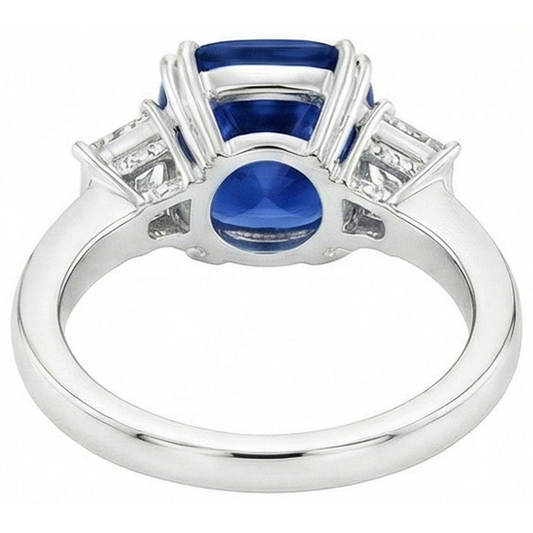 Sri Lankan Blue Sapphire Asscher Natural Earth Mined DIAMOND ( NOT LAB GROWN ) Ring 2 Ct. WG 14K