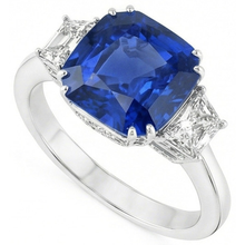 Sri Lankan Blue Sapphire Asscher Natural Earth Mined DIAMOND ( NOT LAB GROWN ) Ring 2 Ct. WG 14K