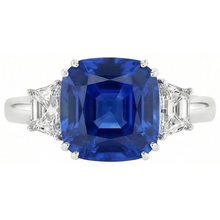 Sri Lankan Blue Sapphire Asscher Natural Earth Mined DIAMOND ( NOT LAB GROWN ) Ring 2 Ct. WG 14K
