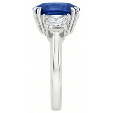 Sri Lankan Blue Sapphire Asscher Natural Earth Mined DIAMOND ( NOT LAB GROWN ) Ring 2 Ct. WG 14K
