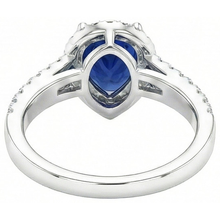 Sri Lankan Blue Sapphire Pear & Round Natural Earth Mined DIAMOND ( NOT LAB GROWN ) Ring 2.75 Carat WG 14K