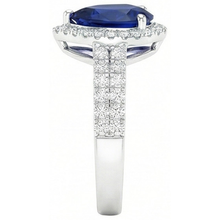 Sri Lankan Blue Sapphire Pear & Round Natural Earth Mined DIAMOND ( NOT LAB GROWN ) Ring 2.75 Carat WG 14K