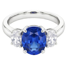 Sri Lankan Blue Sapphire & Natural Earth Mined DIAMOND ( NOT LAB GROWN ) Ring 3 Stone 2.60 Carat WG 14K
