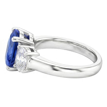 Sri Lankan Blue Sapphire & Natural Earth Mined DIAMOND ( NOT LAB GROWN ) Ring 3 Stone 2.60 Carat WG 14K