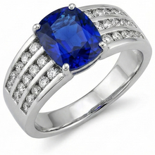 natural round sapphire 3.50ct ring front view