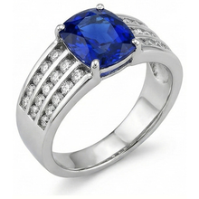 natural round sapphire 3.50ct ring close up detail