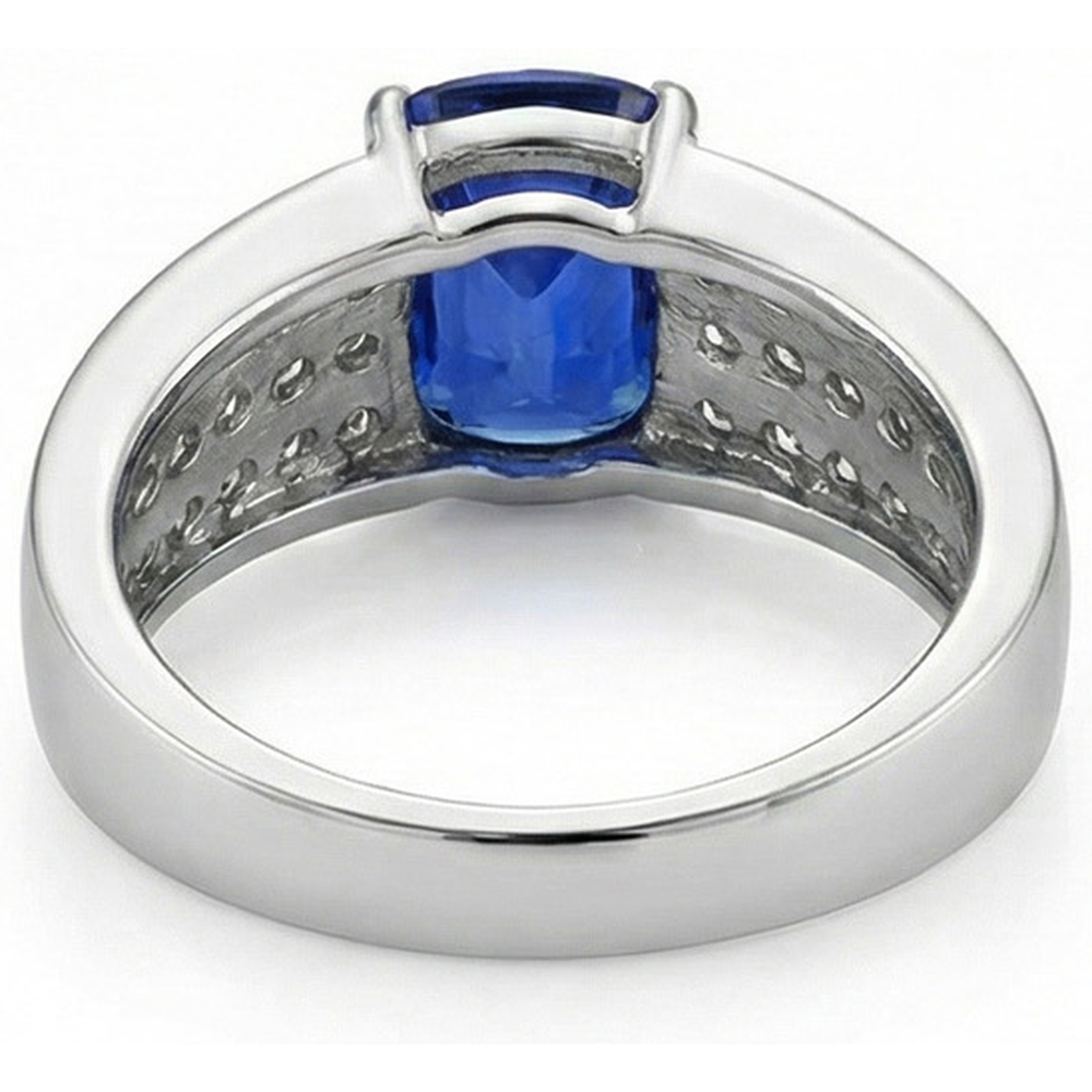 natural round sapphire 3.50ct ring profile view