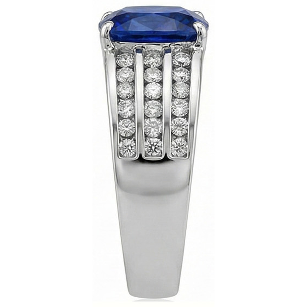 natural round sapphire 3.50ct ring top view