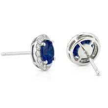 Sri Lankan Sapphire And Halo Natural Earth Mined Diamond 6.40 Ct Round Cut Stud Earring