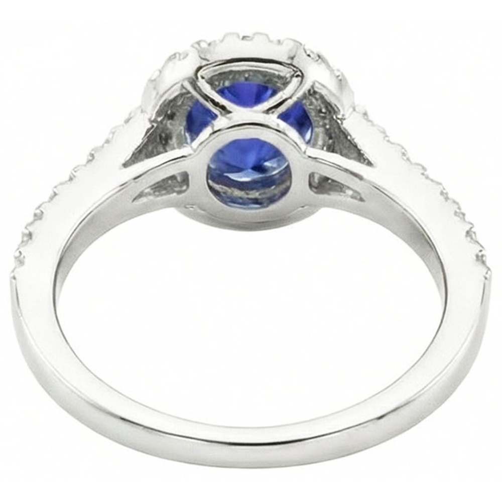 Sri Lankan Sapphire And Natural Earth Mined DIAMOND ( NOT LAB GROWN ) Stackable Ring 2.50 Ct. White Gold 14K