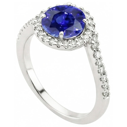 Sri Lankan Sapphire And Natural Earth Mined DIAMOND ( NOT LAB GROWN ) Stackable Ring 2.50 Ct. White Gold 14K