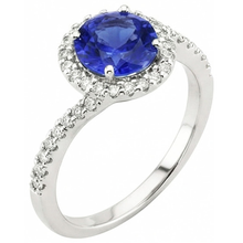 Sri Lankan Sapphire And Natural Earth Mined DIAMOND ( NOT LAB GROWN ) Stackable Ring 2.50 Ct. White Gold 14K