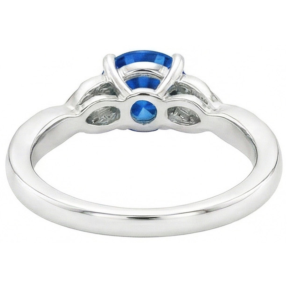 Sri Lankan Sapphire And Natural Earth Mined DIAMOND ( NOT LAB GROWN )s 2.90 Carats Ring White Gold 14K