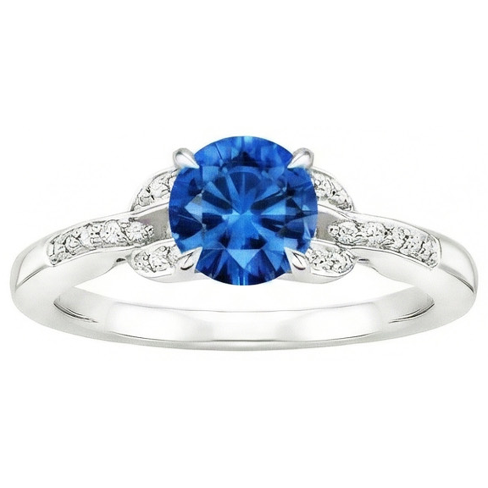 Sri Lankan Sapphire And Natural Earth Mined DIAMOND ( NOT LAB GROWN )s 2.90 Carats Ring White Gold 14K