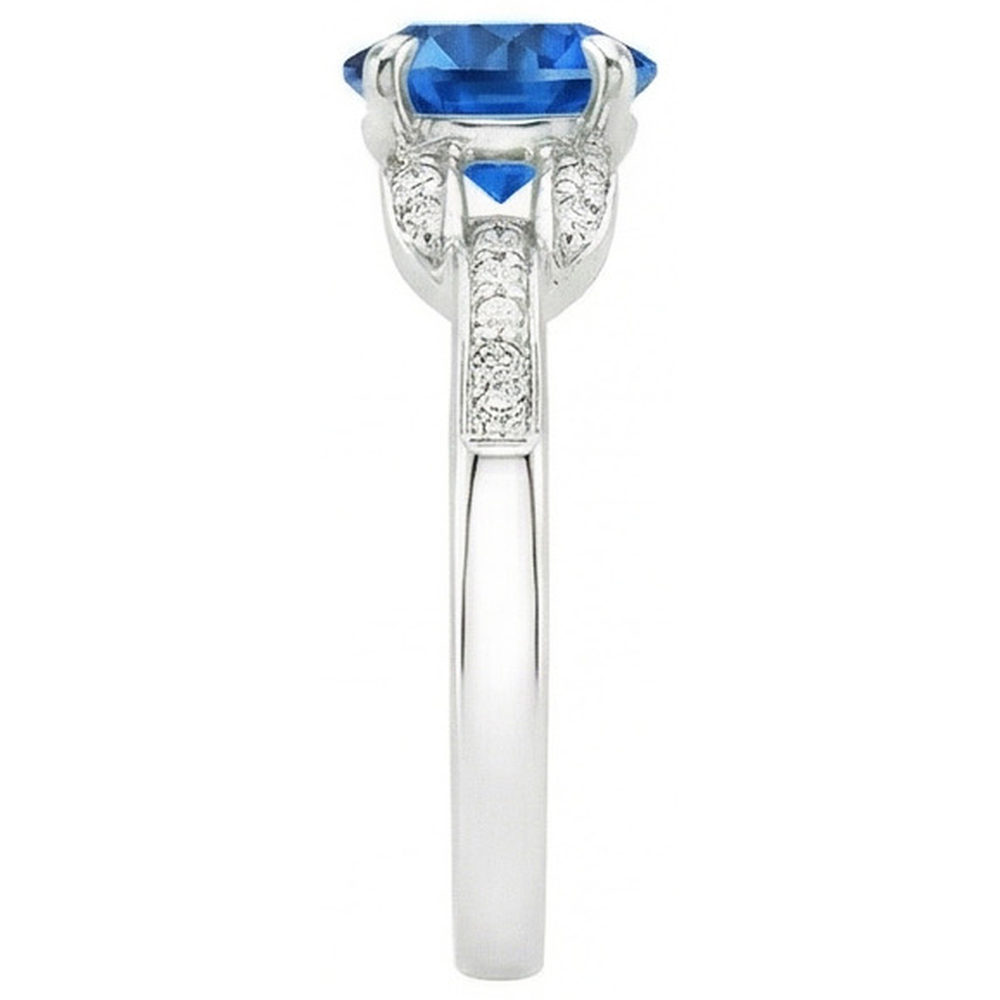 Sri Lankan Sapphire And Natural Earth Mined DIAMOND ( NOT LAB GROWN )s 2.90 Carats Ring White Gold 14K