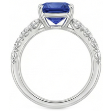 natural round sapphire 3.25ct ring on white background