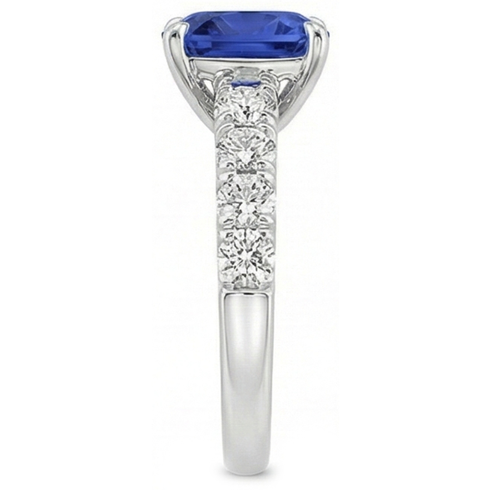 natural round sapphire 3.25ct ring profile view