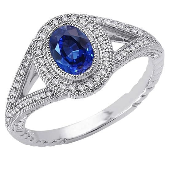 Sri Lankan Sapphire Diamonds White Gold Anniversary Ring 3.51 Ct.