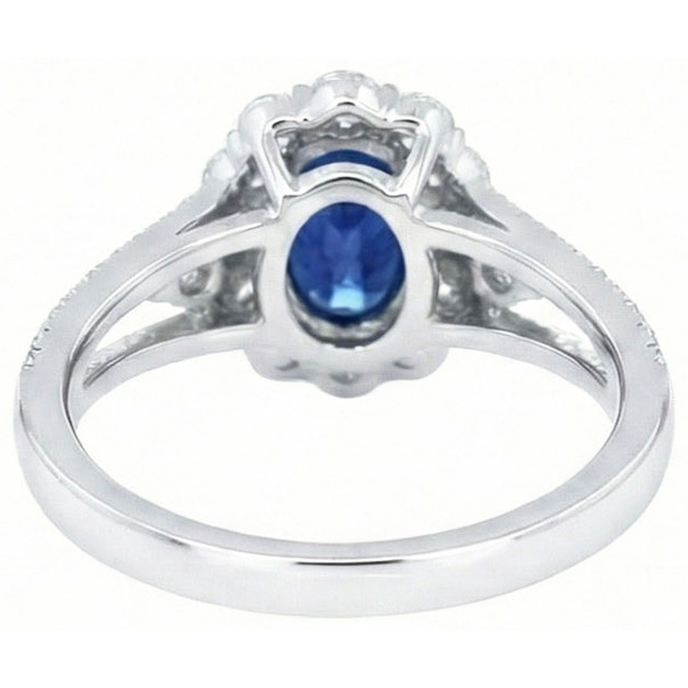 Sri Lankan Sapphire Natural Earth Mined Diamond Ring 2.05 Carats White Gold 14K Jewellery