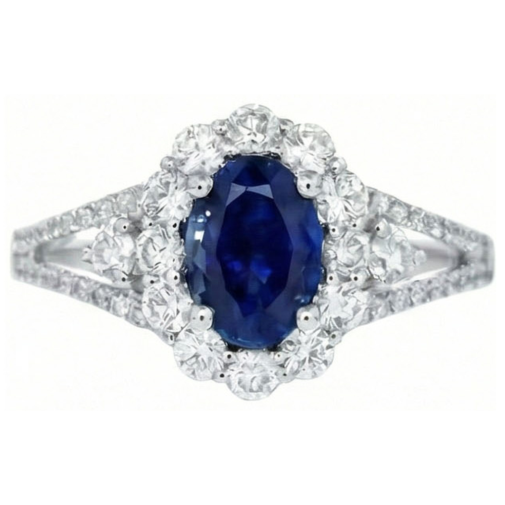 Sri Lankan Sapphire Natural Earth Mined Diamond Ring 2.05 Carats White Gold 14K Jewellery