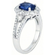 Sri Lankan Sapphire Natural Earth Mined Diamond Ring 2.05 Carats White Gold 14K Jewellery
