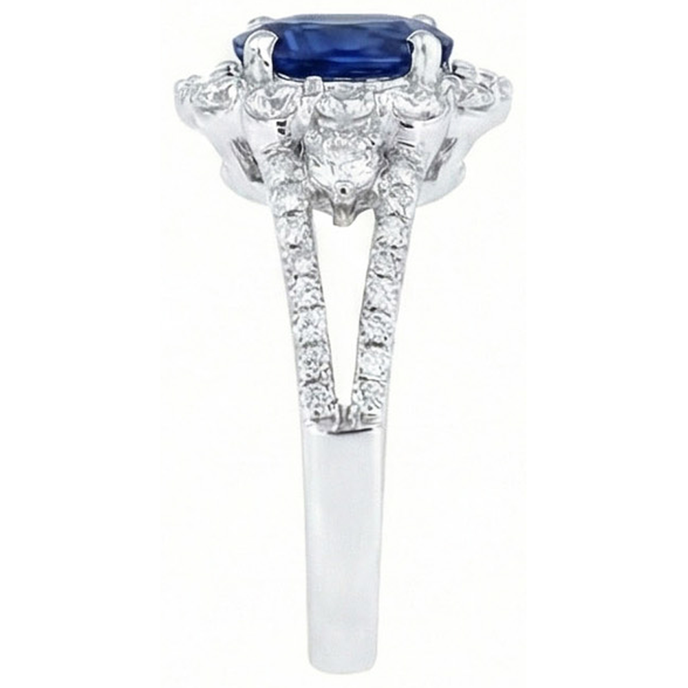 Sri Lankan Sapphire Natural Earth Mined Diamond Ring 2.05 Carats White Gold 14K Jewellery
