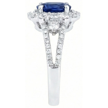 Sri Lankan Sapphire Natural Earth Mined Diamond Ring 2.05 Carats White Gold 14K Jewellery
