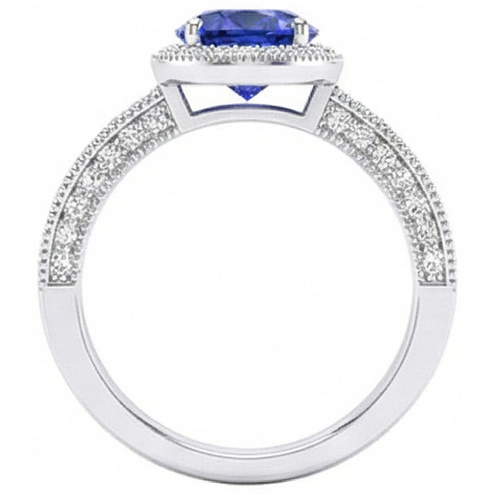 Sri Lankan Sapphire Natural Earth Mined DIAMOND ( NOT LAB GROWN ) Ring White Gold 3.05 Carats Vintage Style