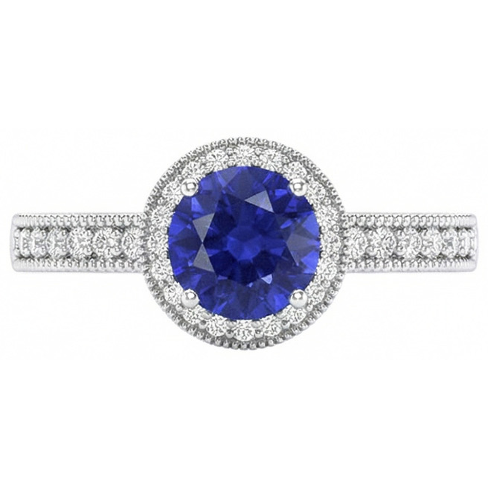 Sri Lankan Sapphire Natural Earth Mined DIAMOND ( NOT LAB GROWN ) Ring White Gold 3.05 Carats Vintage Style