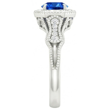Sri Lankan Sapphire Natural Earth Mined Diamonds 2 Ct Anniversary Ring White Gold 14K New