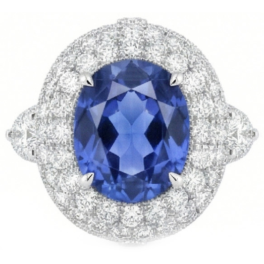 Sri Lankan Sapphire Natural Earth Mined Diamonds 6 Carat Wedding Anniversary Ring