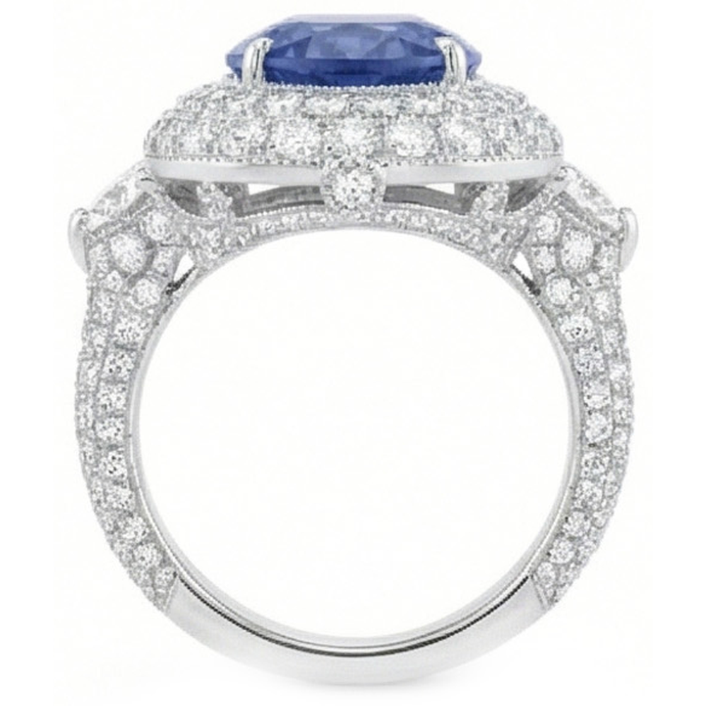 Sri Lankan Sapphire Natural Earth Mined Diamonds 6 Carat Wedding Anniversary Ring