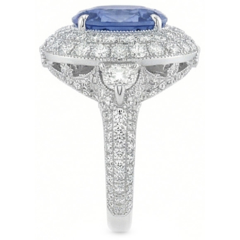 Sri Lankan Sapphire Natural Earth Mined Diamonds 6 Carat Wedding Anniversary Ring
