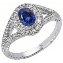 Sri Lankan Sapphire Natural Earth Mined Diamonds White Gold Anniversary Ring 3.51 Ct.
