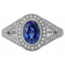 Sri Lankan Sapphire Natural Earth Mined Diamonds White Gold Anniversary Ring 3.51 Ct.